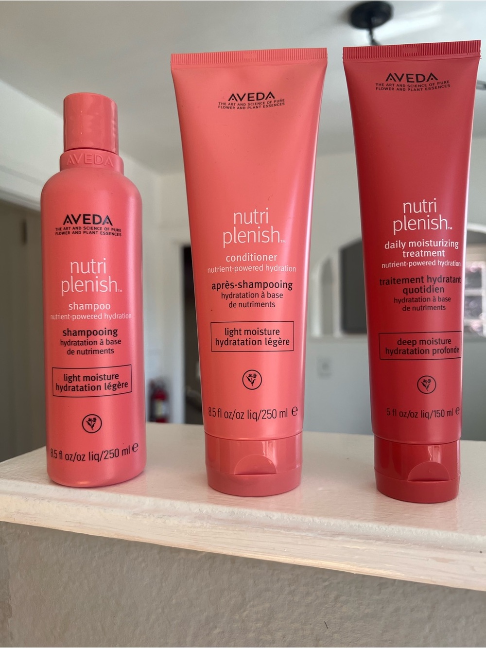 AVEDA Nutri Plenish Hair Care Trio - Coral Pink Bottles